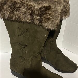 Comfortview Olive Faux Fur Winter Boots